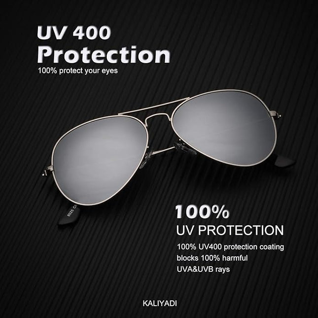 KALIYADI Classic Aviator Sunglasses for Men Women Driving Sun glasses Polarized Lens UV Blocking