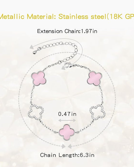 Clover Bracelet for Women 18k Gold Plated Silver Lucky Four Leaf Link Chain Bracelets Charm Trendy Jewelry Gifts for Women