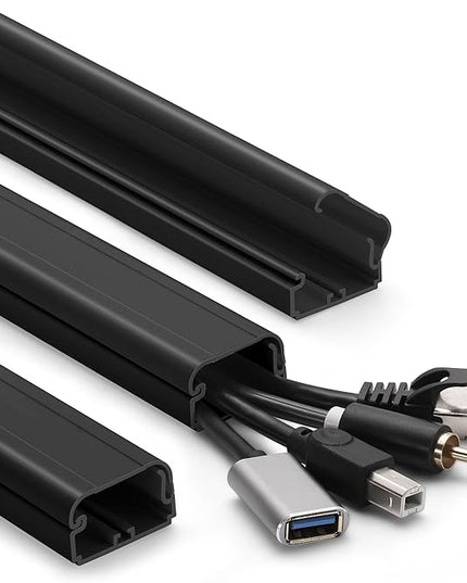 39in Cord Covers for Wires on Wall, YCLYC Wall Cord Cover, Large TV Cable Hider Wall Kit, Black TV Cord Hider for Wall Mounted TV, Electrical Cable Raceway Cord Organizer, 3 X L13in W1.2 H0.7
