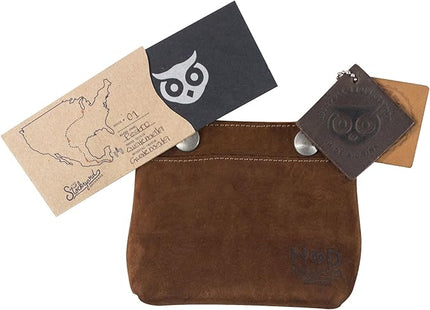 Hide & Drink, Leather Double Snap Pouch, Coin Purse, Cash & Card Holder, Cable Organizer, Makeup, Handmade (Swayze Suede)
