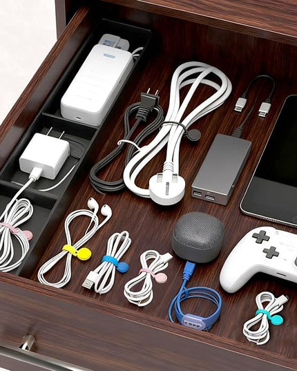 10 Pcs Reusable Magnetic Cord Organizers, Silicone Magnetic Cable Ties with Strong Magnets for Cable Bundling & Holding Bookmarks - Cord Ties for Electronics - Suitable for Office, Home, School