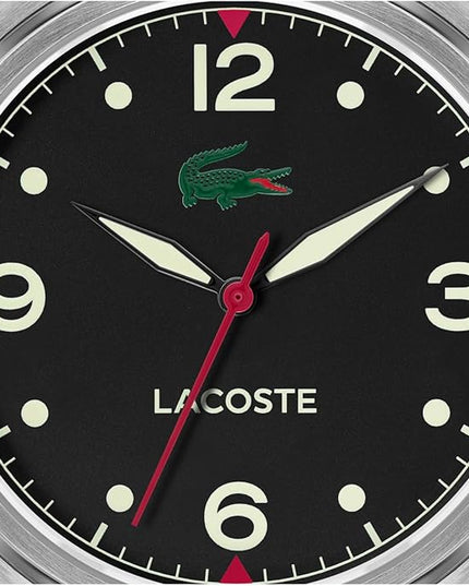 Lacoste Lisbon Men’s Quartz Watch - Three-Hand Sunray Dial with Stick Indexes, Polished Case, Crocodile Logo - Modern, Classic Timepiece - Gift for Him 42mm