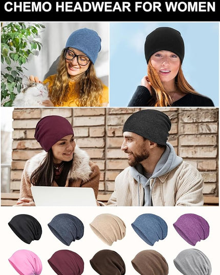 Senker Fashion Slouchy Beanie Hats for Women Men, Chemo Headwear Cotton Beanies Soft Lightweight Chemo Skull Cap Elastic