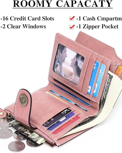 FALAN MULE Small Wallet for Women Leather Bifold Compact Small Womens Wallet with RFID Blocking