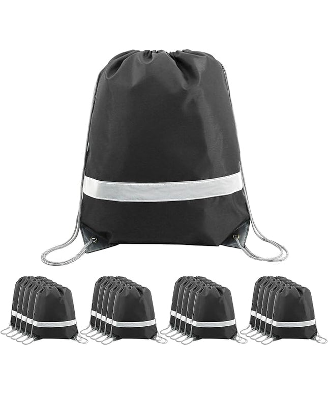 BeeGreen Drawstring Backpack Bags 20,30,50 Packs Reflective String Bags for Gym Sport Trip Cinch Sack DIY for Women Men