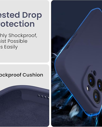 FireNova for iPhone 14 Pro Case, Silicone Upgraded [Camera Protection] Phone Case with [2 Screen Protectors], Soft Anti-Scratch Microfiber Lining Inside, 6.1 inch, Navy Blue