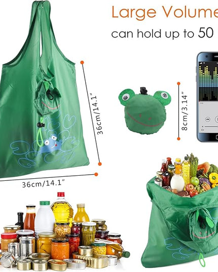 20 Pack Reusable Shopping Bags,Bulk Foldable Portable Reusable Grocery Bags Lightweight Polyester Grocery Shopping Tote Bag (Animal)