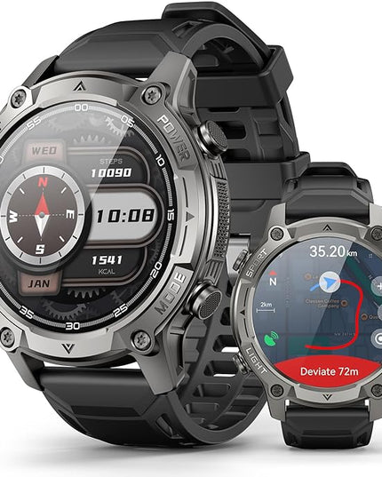2026 AI Smart Watch with Standalone GPS & Offline Maps, 5ATM Waterproof, 1.43" AMOLED, 21-Day Battery, 178 Sports Modes, Compass, Heart Rate/SpO2/Stress/Sleep Monitor, for Android iOS Men Women Black