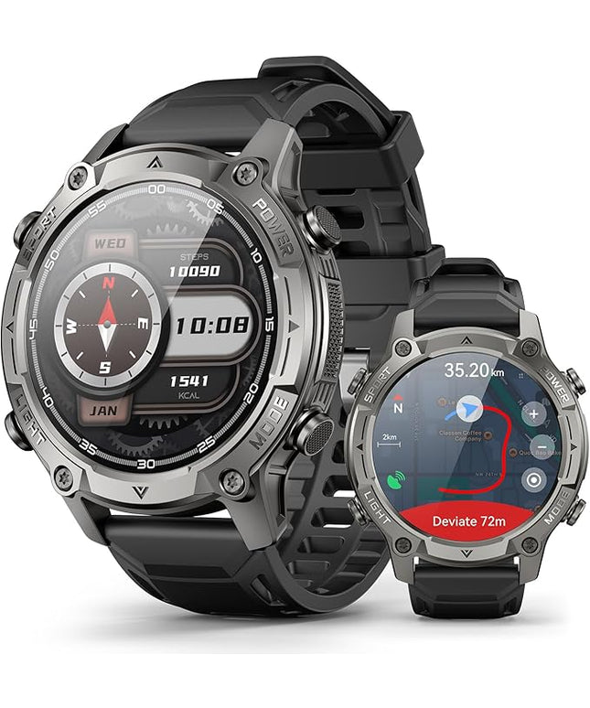 2026 AI Smart Watch with Standalone GPS & Offline Maps, 5ATM Waterproof, 1.43" AMOLED, 21-Day Battery, 178 Sports Modes, Compass, Heart Rate/SpO2/Stress/Sleep Monitor, for Android iOS Men Women Black