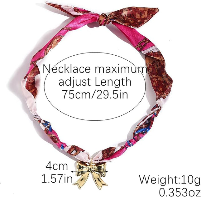 HETICA Scarf Necklace for Women Silk Western Charm Necklaces Fashion Accessory Jewelry Gift