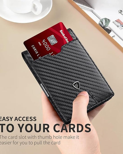 RUNBOX Mens Slim Wallet with Money Clip RFID Blocking Bifold Credit Card Holder for Men with Gift Box