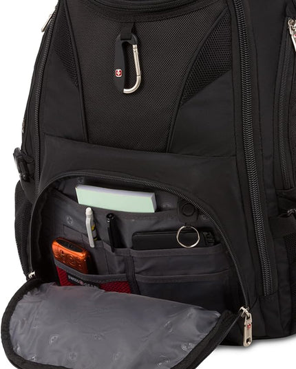 SwissGear 1900 ScanSmart 17” Laptop Backpack Black – Reflective Tech Backpack with ScanSmart Compartment – Multiple Organizer Pockets & RFID Scan Blocking Technology