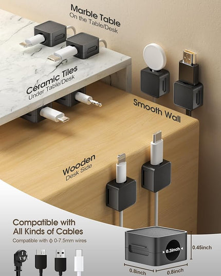 20 Pack Cord Organizer Holder, Strong Adhesive Desk Cable Management Magnetic Easy Open,Organize Phone Charging Cords Wire Holder Organizer Neatly for Home,Office,Car,Desk,Nightstand