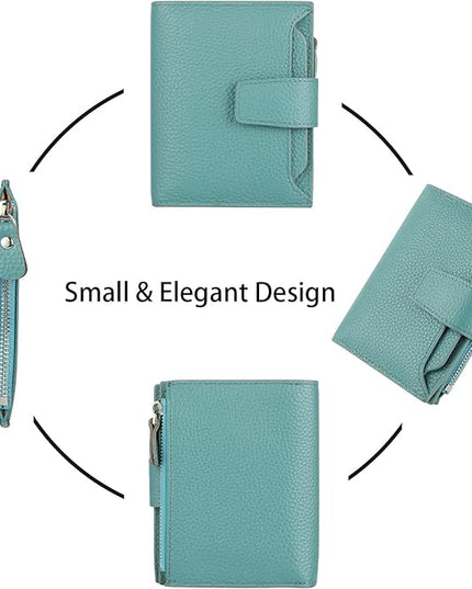 Lavemi Small Compact Women Wallet RFID Blocking Genuine Leather Bifold Purse with ID Windows