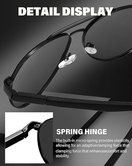 Joopin Polarized Metal Aviation Sunglasses Men, Classic Military Sun Glasses Women, Rectangle Shades UV400 Protection Costume
