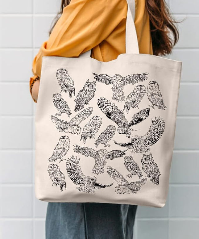 AUSVKAI Canvas Tote Bag Aesthetic for Women, Cute Reusable Cloth Cotton Bags for Shopping Beach Grocery