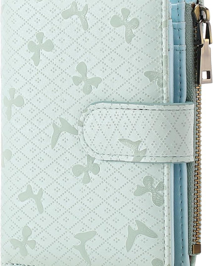 GAEKEAO Womens Wallet Small Leather RFID Blocking Bifold Zipper Pocket Wallet Card Case Purse with ID Window
