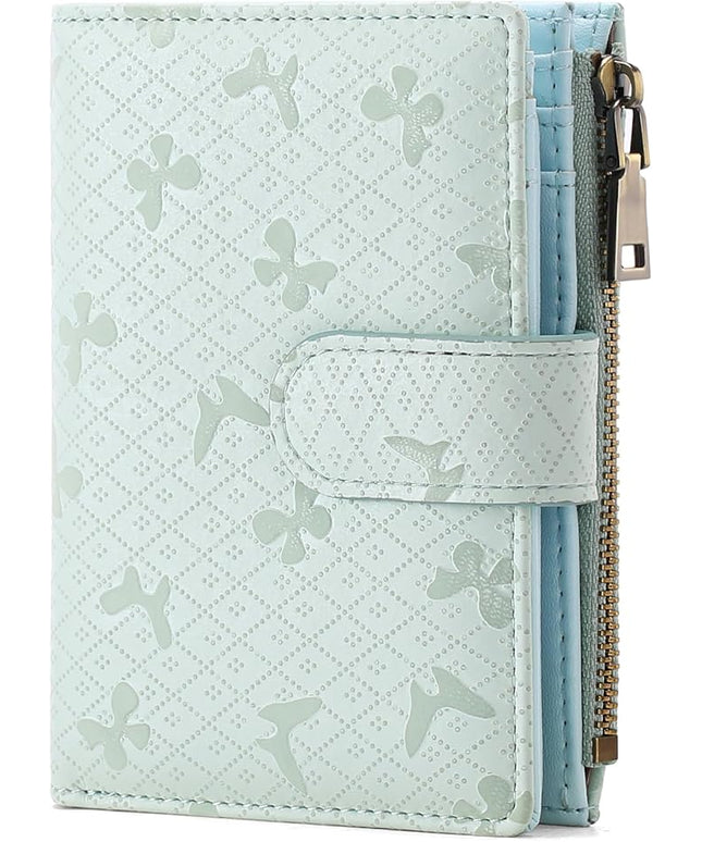 GAEKEAO Womens Wallet Small Leather RFID Blocking Bifold Zipper Pocket Wallet Card Case Purse with ID Window
