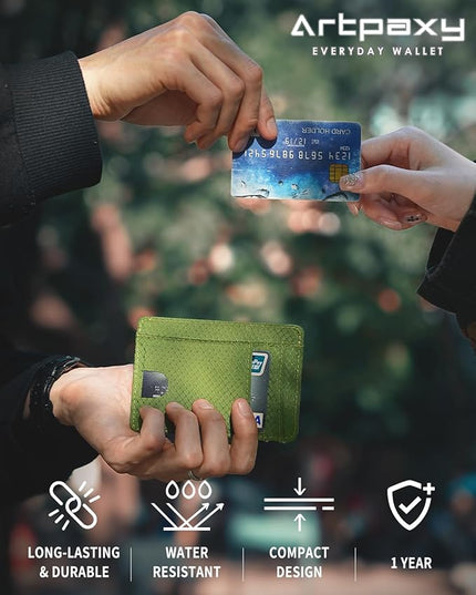 Artpaxy Slim Wallet for Men & Women, Minimalist Front Pocket Card Holder for Travel, RFID Blocking, Water Resistant Nylon Wallet for ID & Cash & Credit Card