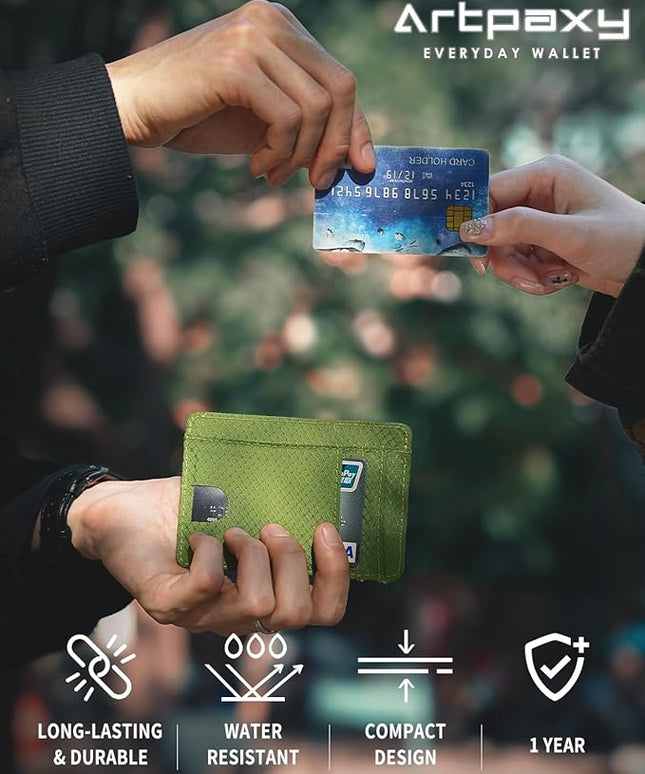 Artpaxy Slim Wallet for Men & Women, Minimalist Front Pocket Card Holder for Travel, RFID Blocking, Water Resistant Nylon Wallet for ID & Cash & Credit Card