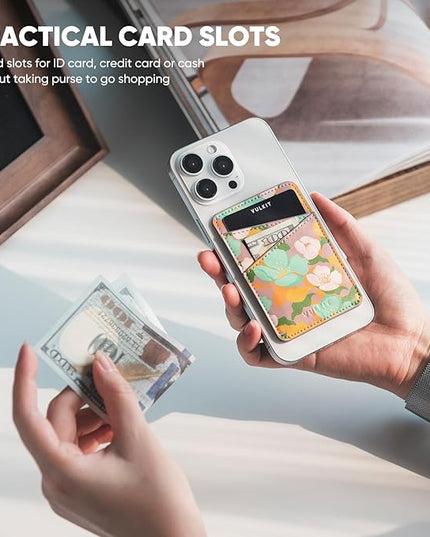 VULKIT Phone Card Holder Wallet Leather Adhesive Pocket RFID Blocking Credit Card Sleeves Stick Back of Phone Smartphones