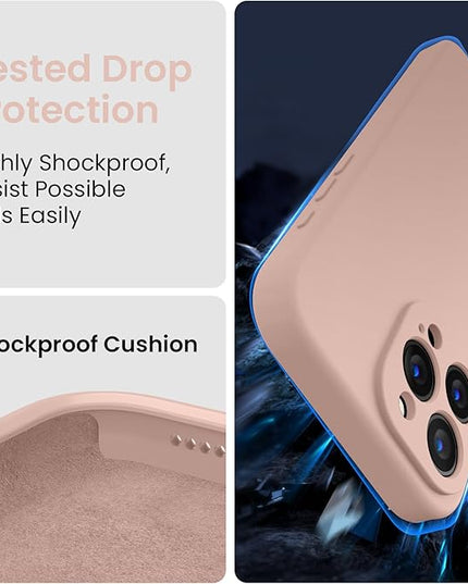 FireNova Designed for iPhone 16 Pro Case, Silicone Upgraded [Camera Protection] Phone Case with [2 Screen Protectors], Soft Anti-Scratch Microfiber Lining Inside, 2024, Pinksand