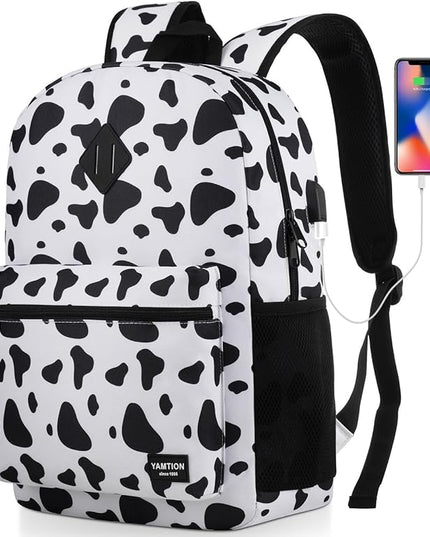YAMTION Unisex School Backpack,Classic Casual Bookbag Adults and Teens Schoolbag with USB Port for High School College Office Work Travel