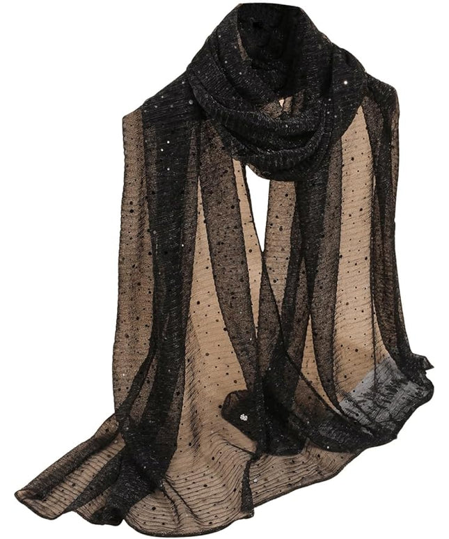 Floerns Women's Sequin Bandana Square Scarf Silk Scarves Mesh Shawl and Wrap for Evening Dresses