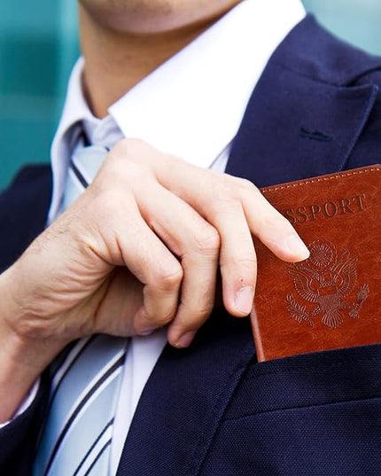 TIGARI Passport Holder for Travel Women Men, Valentines Day Gifts PU Leather Wallet Cover Case Sleeve, Waterproof Protected Document Organizer, Vacation Plane Cruise Travel Essentials