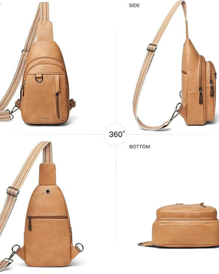7L Sling Bag for Women Men Leather Small Sling Backpack Daypack Anti Theft Fanny Pack Crossbody Purse Travel