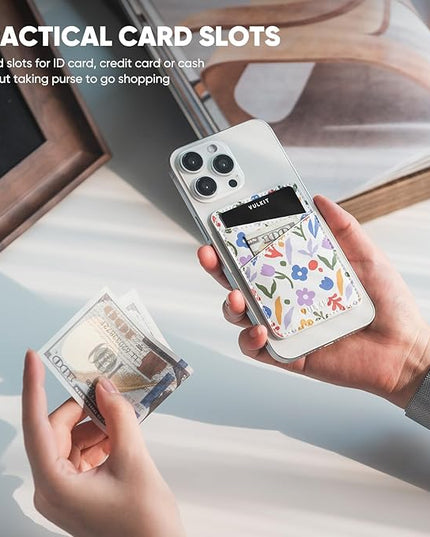 VULKIT Phone Card Holder Wallet Leather Adhesive Pocket RFID Blocking Credit Card Sleeves Stick Back of Phone Smartphones