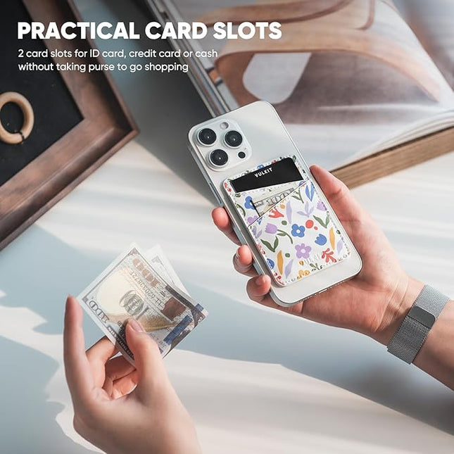 VULKIT Phone Card Holder Wallet Leather Adhesive Pocket RFID Blocking Credit Card Sleeves Stick Back of Phone Smartphones