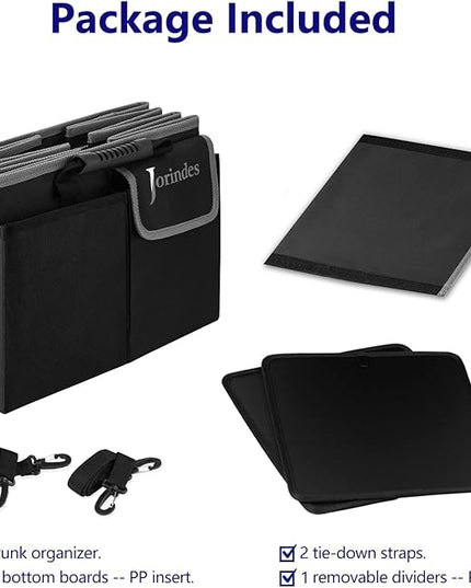 Trunk Organizer With Built-In Insulated Leak Proof Cooler Bag,Collapsible Cargo Organizer For Suv With Non Slip Bottom Strips,3 Large Compartments Foldable Waterproof Portable Car Storage Box