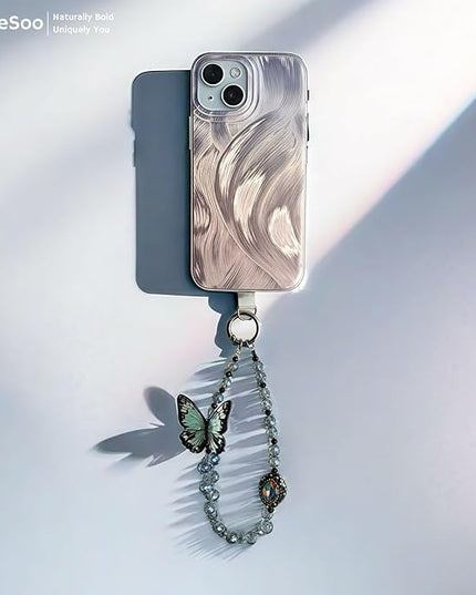 Blue Butterfly Bliss Original Design Phone Charm with 2 Tether Tabs – Stylish, Durable, and Hands-Free Phone Chain – Compatible with iPhone, Samsung, Pixel & More