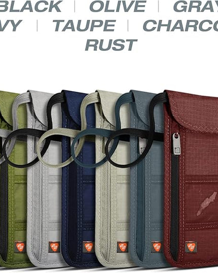 Lewis N. Clark RFID Blocking Stash Neck Wallet, Travel Pouch + Passport Holder for Women & Men, Gray