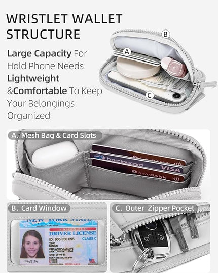 WESTBRONCO Wristlet Wallets for Women Nylon Quilted RFID Wallet with 3 Zipper Purse for Travel