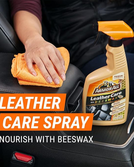 Armor All Car Leather Cleaner Spray, Beeswax Leather Care Spray for Cars, Trucks, Motorcycles, 16 Oz Each