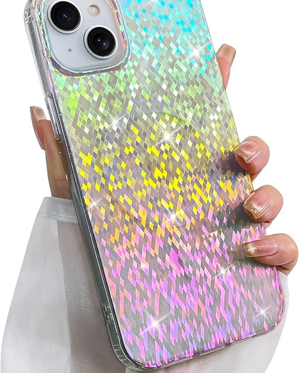 Glitter Case for iPhone 15 Case for Women Girls [ Compatible with Magsafe ] Clear Cute Girly Aesthetic Colorful Iridescent Rainbow Sparkly Sparkle Bling Magnetic Protective Phone Cover