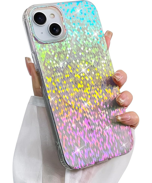Glitter Case for iPhone 15 Case for Women Girls [ Compatible with Magsafe ] Clear Cute Girly Aesthetic Colorful Iridescent Rainbow Sparkly Sparkle Bling Magnetic Protective Phone Cover