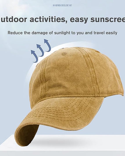 HH HOFNEN Men Women Washed Distressed Twill Cotton Baseball Cap Vintage Adjustable Dad Hat