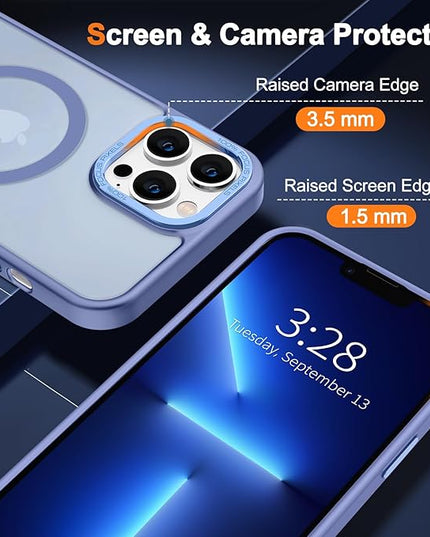 Hython Case for iPhone 13 Pro Case Magnetic Translucent Matte Phone Cases 6.1" [Compatible with MagSafe] Thin Slim Fit Shockproof Bumper Hard Protective Cover for Women Men Girls, Light Blue