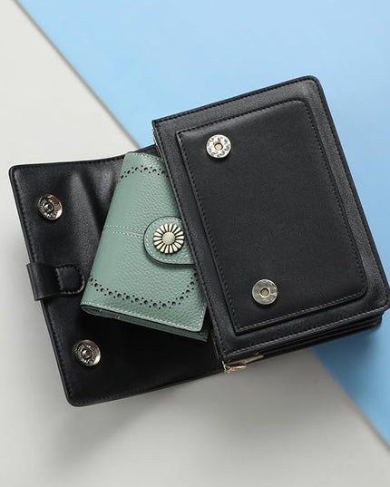SENDEFN Small Womens Wallet Leather Bifold Card Holder RFID Blocking with Zipper Coin Pocket