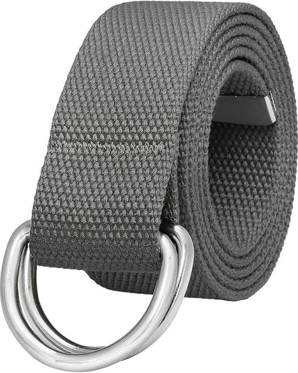 Falari Canvas Web Belt Metal Double D Ring Buckle for Men Women Casual Cloth Military Style Belt 1 1/2" Wide