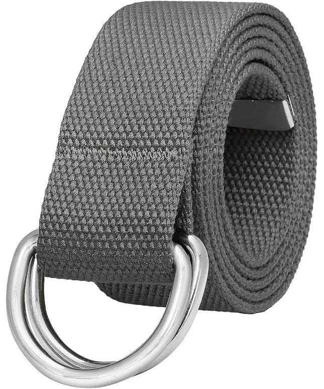 Falari Canvas Web Belt Metal Double D Ring Buckle for Men Women Casual Cloth Military Style Belt 1 1/2" Wide