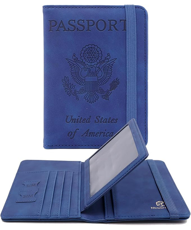 Melsbrinna Rfid Passport Holder for Travel women/Men, Cute Passport Wallet Rfid Blocking Card Slots, Rfid Passport Cover/CaseTravel Wallet, Passport Book Holder (1, Blue5)