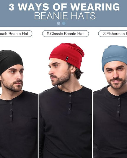 Slouchy Beanie for Women Men Soft Cotton Chemo Hats Double-Layer Warm Beanie Cap for Daily Wear & Transitional Seasons