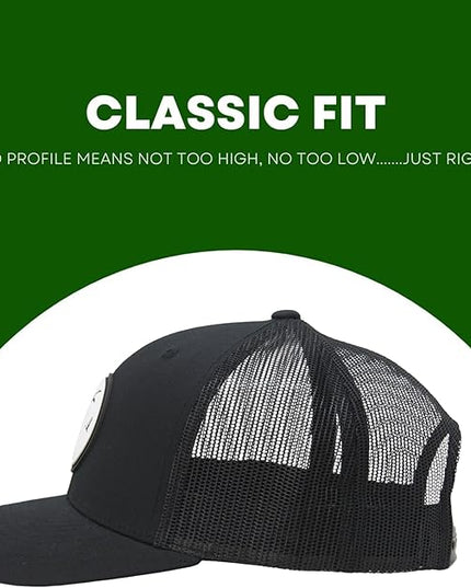 LINDO Trucker Hat [ Palm Tree 2.0 Design ] for Men and Women: Mid Profile Cap with Breathable Mesh Back and Adjustable Snap