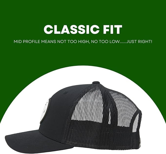 LINDO Trucker Hat [ Palm Tree 2.0 Design ] for Men and Women: Mid Profile Cap with Breathable Mesh Back and Adjustable Snap