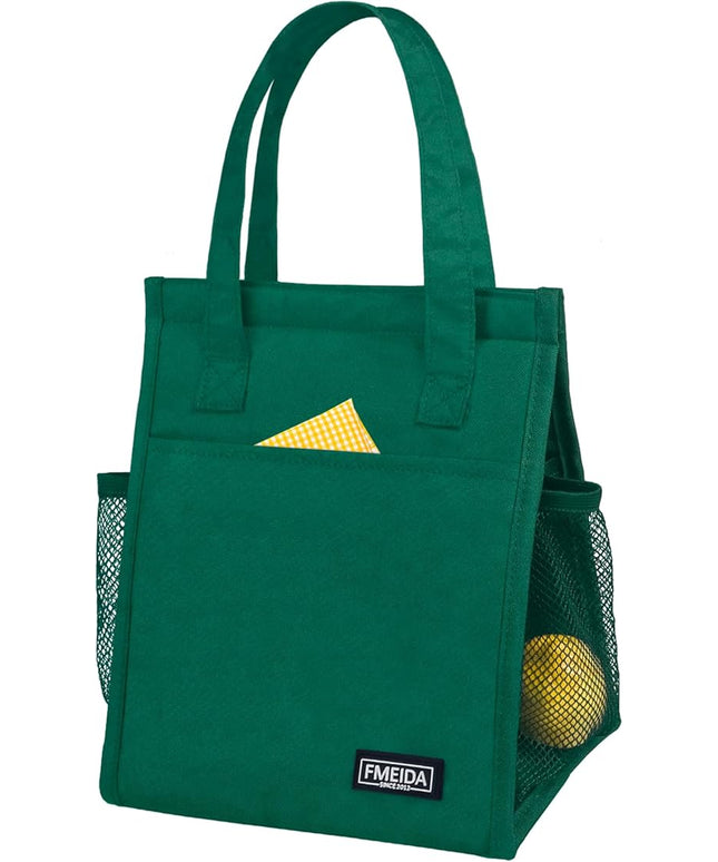 Fmeida Insulated Lunch Bag Women, 6.75L Small Lunch Bags with Multiple Pockets, Reusable Thermal Cooler Tote for Work, Office, Picnic, Travel | Hook and Loop Closure, Dark Green