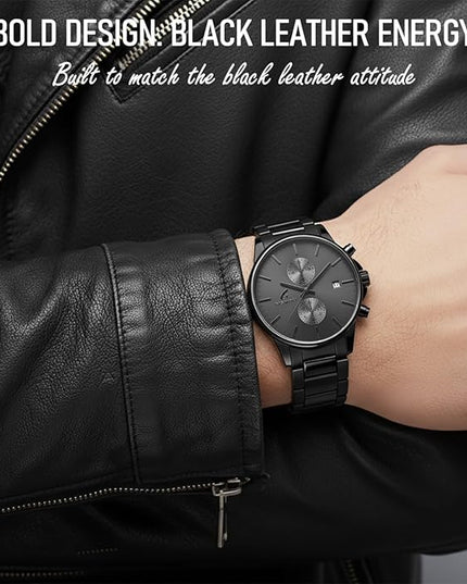 Stylish Stainless Steel Chronograph Watches for Men with a Hefty, Solid-Build Feel — Waterproof Quartz Mens Watches with Auto Date & Second Subdials, Valentines Day Gifts for Him, Boyfriend, Husband, Dad